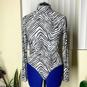 Zebra Print Black and white Spandex bodysuit